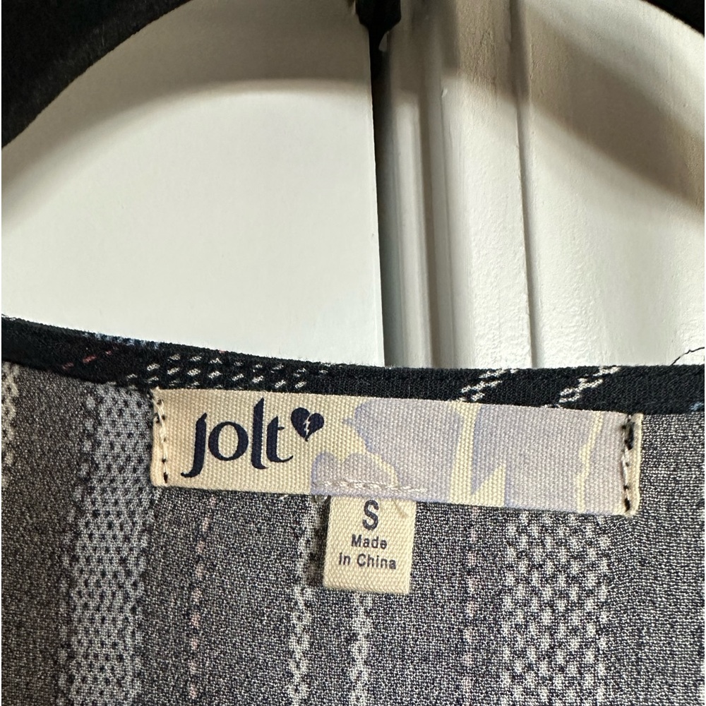 Jolt Navy Striped Button-Down Dress. Tie Belt, scoop neckline,& pockets New - Picture 6 of 12